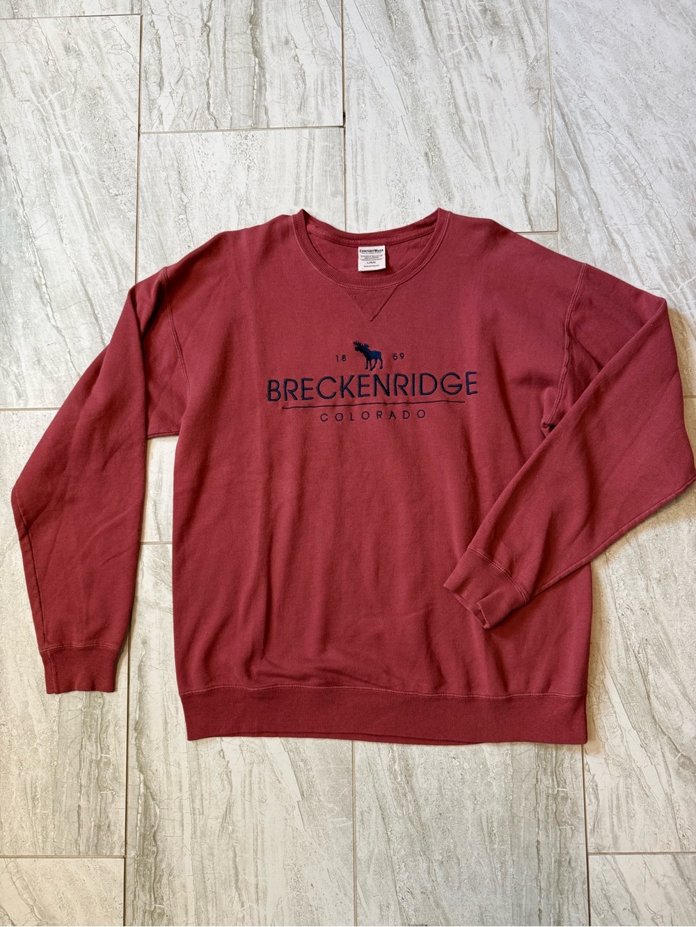 breckenridge Men's Maroon Crewneck Sweatshirt